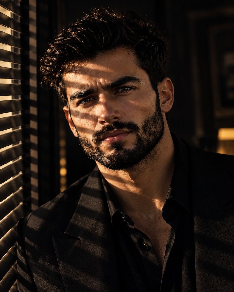 نمونهٔ خروجی: پرتره سینمایی فیلم‌نوآر مرد جوان